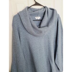 Rio & Rian Cowl Neck Sweater Blue Marled Long Sleeve Pullover Plus Size 2X